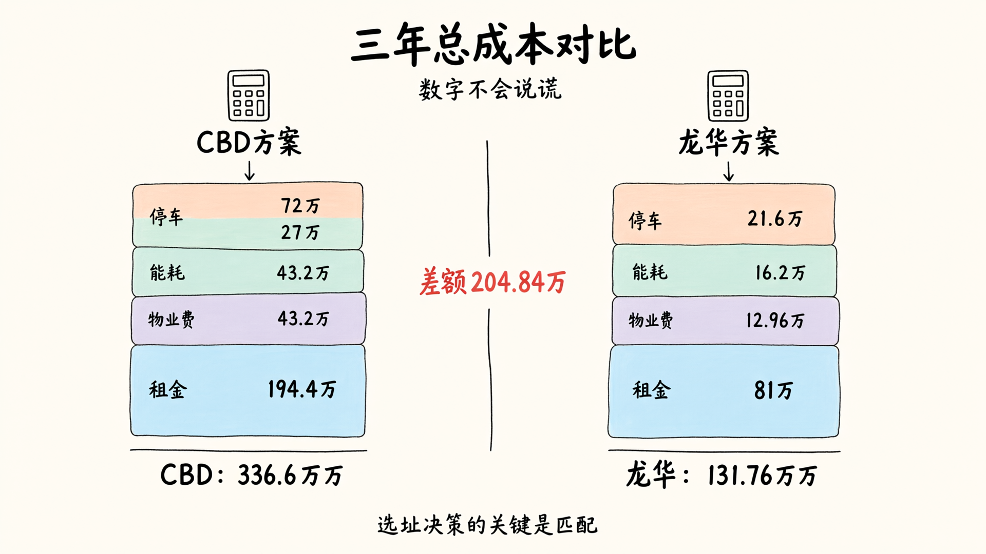 三年总成本对比